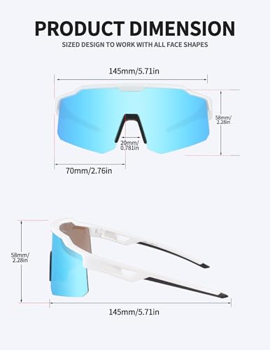 Cycling Sunglasses for Men Women (White Blue)