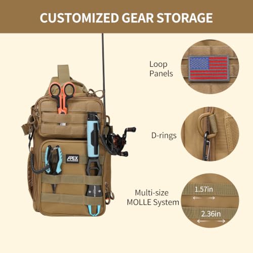 Fishing Backpack with Rod Holder (Khaki / Small)