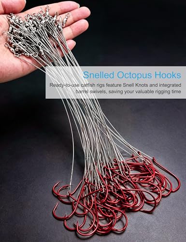 1/0-10/0 Red Fishing Hook with Leader (6/0 Red, 100pcs) (6/0 Red, 100pcs)