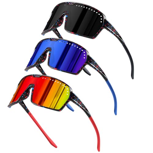 3Pack Polarized Kids Sunglasses UV400 for Youth Softball Running Cycling