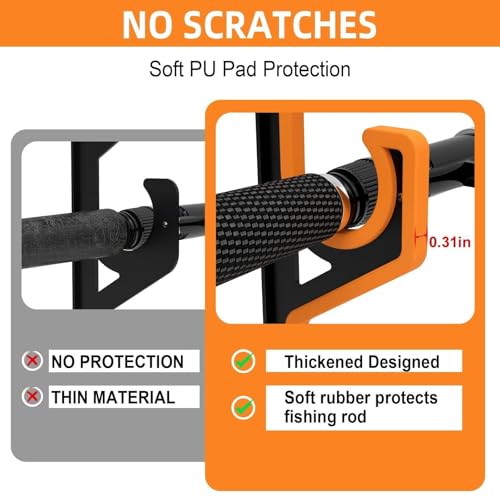 Horizontal Fishing Rod Pole Holders for Garage Wall and Ceiling