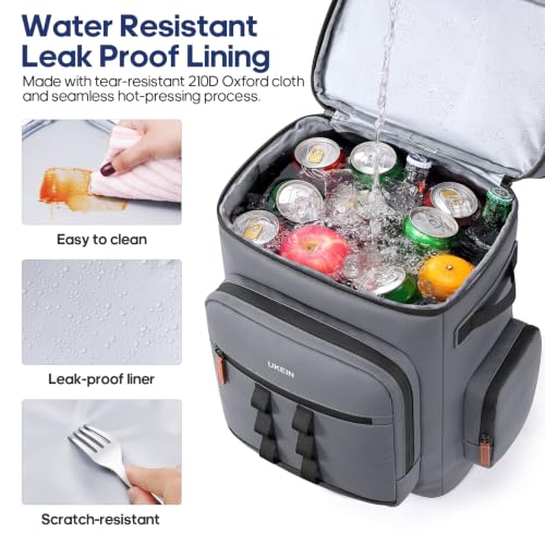 Backpack Cooler Insulated Leakproof 50Cans Lunch Ice Chest Bag Double Deck (Gray)
