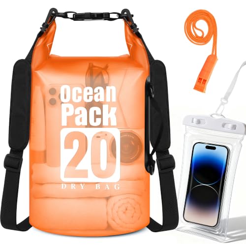 Waterproof Dry Bag Backpack for Kayaking (Orange / 20L)