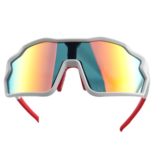 Sports Sunglasses for Men Women Wrap Around UV400 Protection (White)