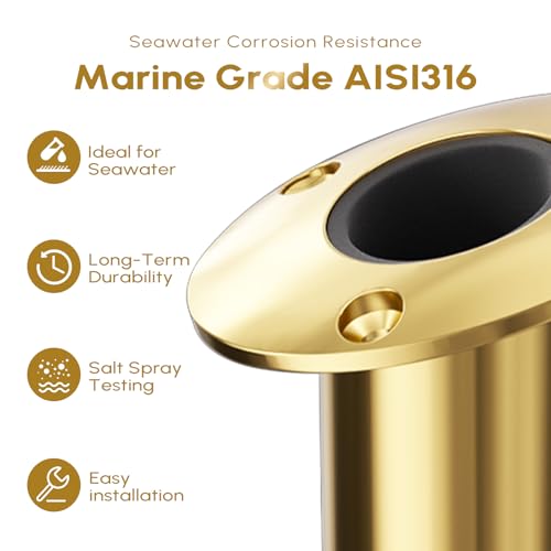 15 Degree Fishing Rod Holder 2 Pack (15 Degree - PVD Gold)