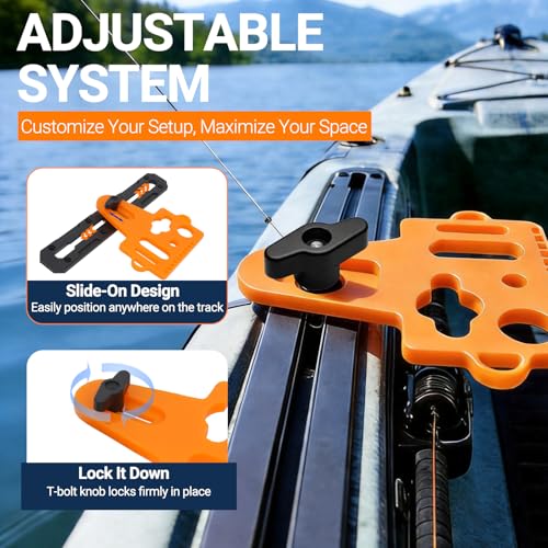 Universal Fishing Tool Holder for Boat & Kayak Gear Tracks (Orange)