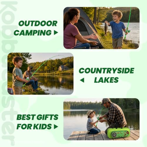 Kids Fishing Pole (Green / 3.94-ft Set + Chair + Hat)