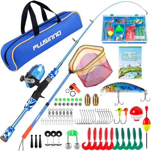 Kids Fishing Pole (Blue (with Fishing Net) / 4FT / 1.2M)