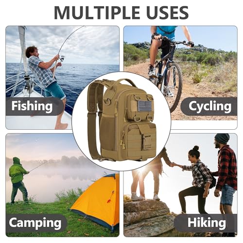 Fishing Sling Bag Backpack (Standard / Sling Backpack / Khaki)