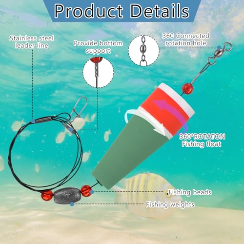8 Pcs Popping Corks Floats for Saltwater Fishing Military Green (Military Green)