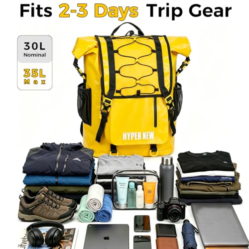Waterproof Dry Bag Backpack 30L (Yellow)