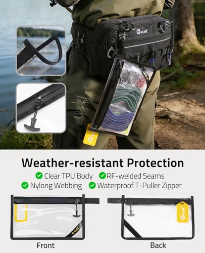 Fishing Tackle Bag Waist Pack with Rod Holder (Black)