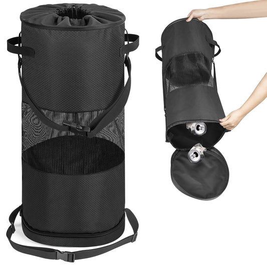 Mesh Boat Trash Bag with Zipper Bottom for Easy Disposal (Black)