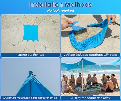 Beach Tent 14x11 FT UPF 50+ Sun Shelter