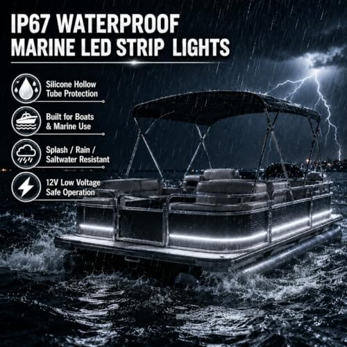 12V White Boat LED Strip Lights (White)