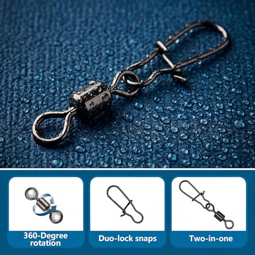300 Pack Fishing Snap Swivels Tackles