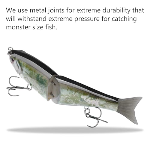SwimShad Glide Baits Jointed Swimbait Bass Pike Salmon Trout Muskie Fishing Lure (Grunge Camo / 4.5in/0.65oz)