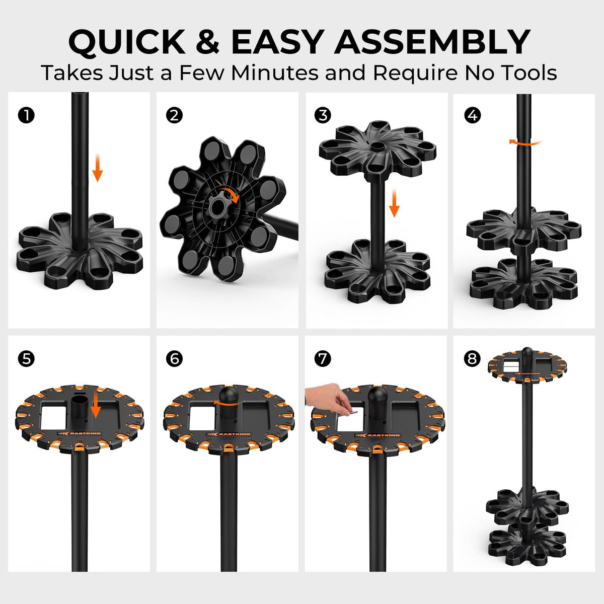 V16 Fishing Rod Holder for Garage (Black, without Rotaing Base)