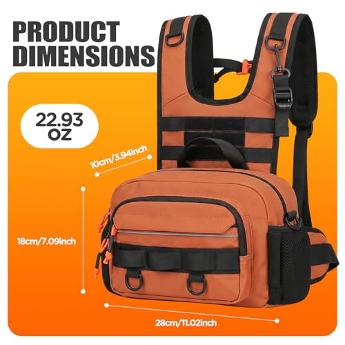 Fishing Chest Pack with Rod Holder (Orange)