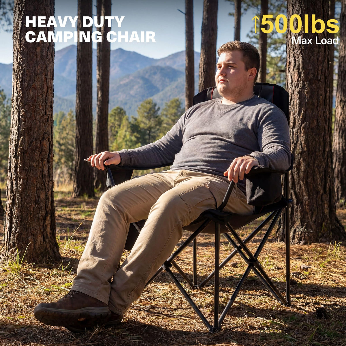 Oversized Camping Chairs for Adults (Black)