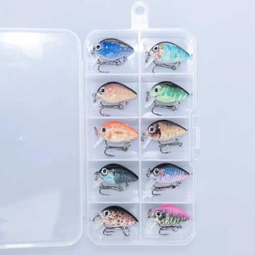 10PCS Micro Crankbait Fishing Lures Work Well (E1(1.1in 0.07oz))