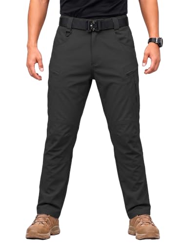 Men's Tactical Pants Ripstop Cargo Hiking Work Pants Black L (Large / Black)