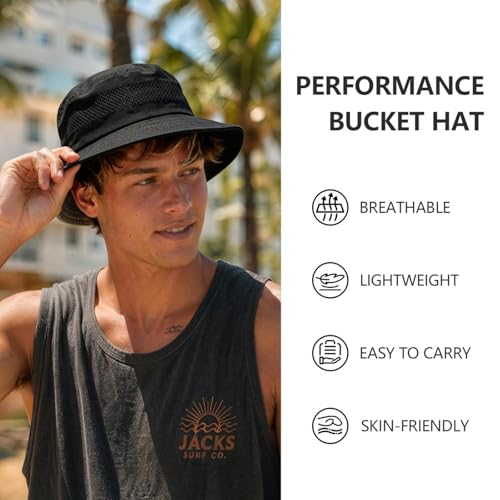 Laser Mesh Cooling Outdoor Bucket Hat (7 1/4 / Black)