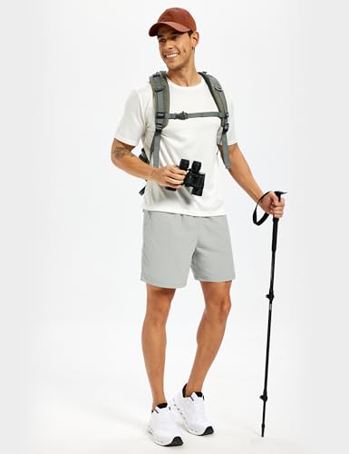 Men's Hiking Fishing Shorts UPF 50+ Quick Dry Lightweight 6" Summer Casual Shorts with Zipper Pockets LightGrey (Large / Lightgrey)