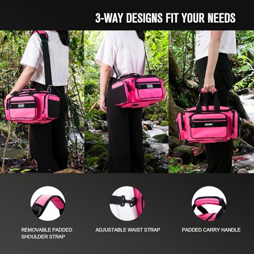 Fishing Tackle Bag with 4 3600 Tackle Boxes (B2:Pink with 4 Tackle Boxes / Small)