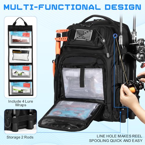 50L Fishing Backpack with 4 Tackle Boxes (C: 50L Backpack with (4) 3600 Tackle Boxes)