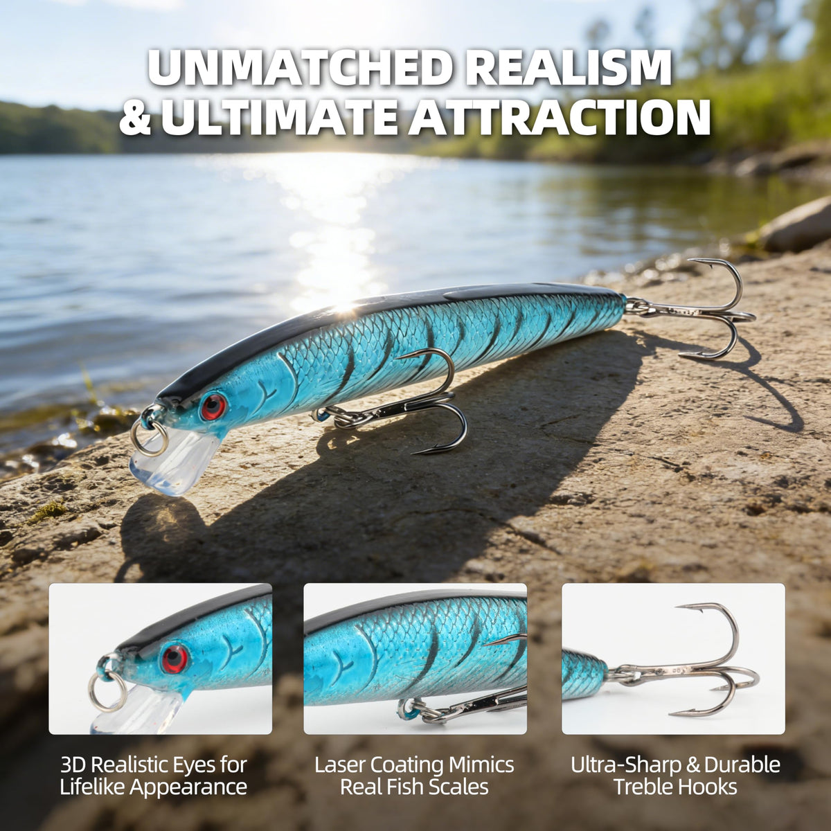 10 5PCS Minnow Fishing Lures Set (3 3/4 ′′, 1/4 oz)