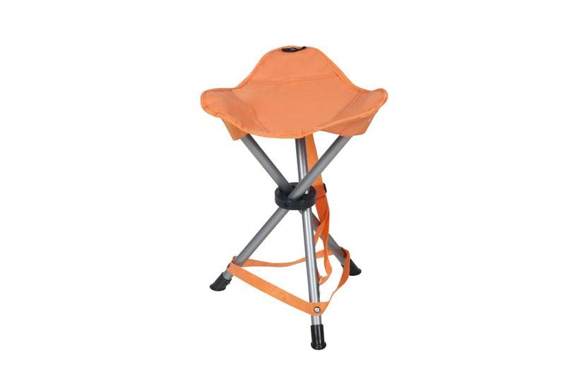 Tripod Stool Camping Chair featuring a lightweight and portable design made from RipStop fabric (Orange)