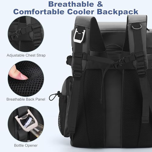 48 Can Large Insulated Cooler Backpack (Black)