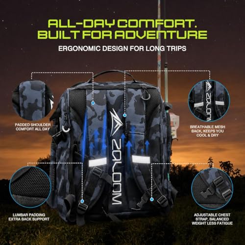 Fishing Backpack with Rod Holder & Telescopic Net