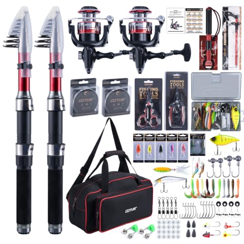 2 Pack Fishing Rod and Reel Combo with Carrier Bag (C6:2PCS Fishing Pole Kit with Carrier Bag / 2.4M/8FT)