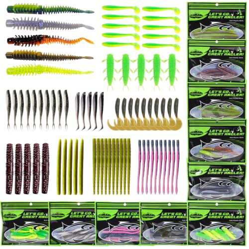 75Pcs Fishing Lures (F2-75pcs Soft Plastic Bait)