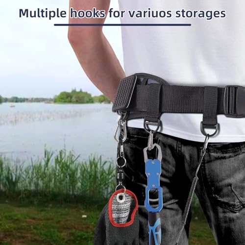Fishing Belt Rod Holder Adjustable Fishing Fighting Waist Belt with Detachable Tackle Bag (Blue（with Detachable Bag）)