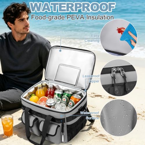 60 Can Insulated Soft Sided Collapsible Cooler Bag Ice Chest (Gray / 40L)