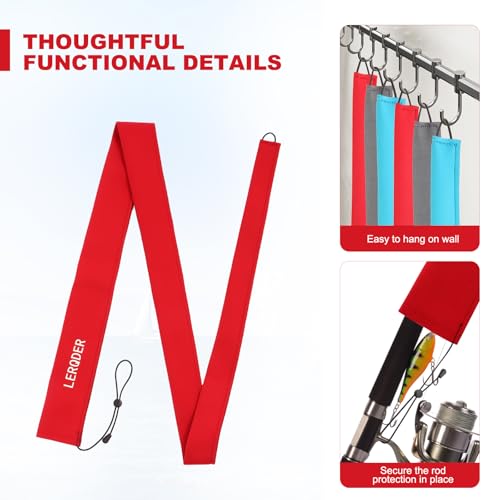 Premium Neoprene Fishing Rod Sleeves (75" / Red)