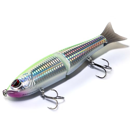 SwimShad Glide Baits Jointed Swimbait Bass Pike Salmon Trout Muskie Fishing Lure (Green/Silver / 4.5in/0.65oz)