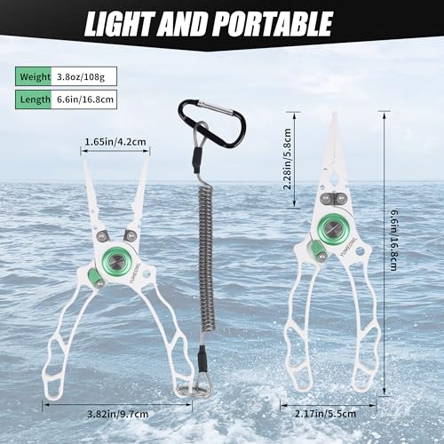 Lockable Fishing Pliers & Hook Removers with Tungsten Steel Cutters (White-6.6")