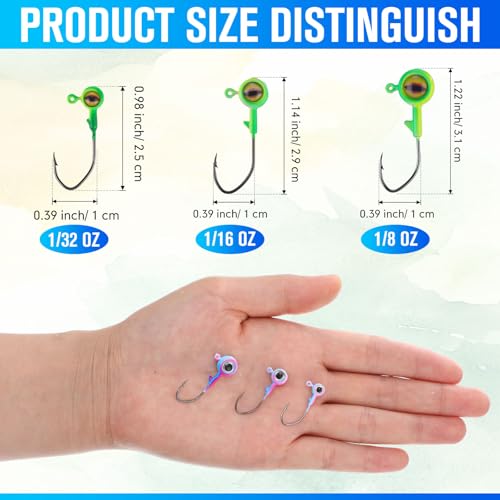 80 Pcs Crappie Jig Heads for Fishing (1/32 oz / Eye No Bait Keeper)