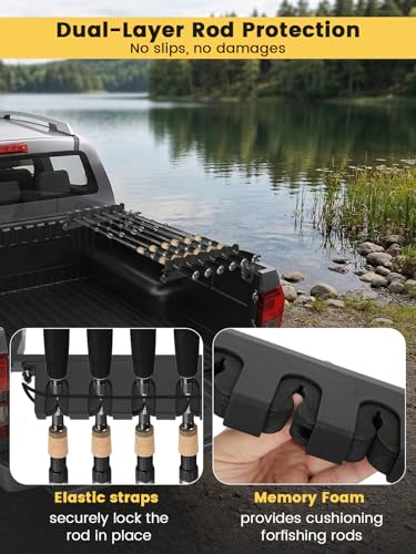 Upgraded Truck Bed Fishing Rod Rack (6 Rods for Truck Bed)