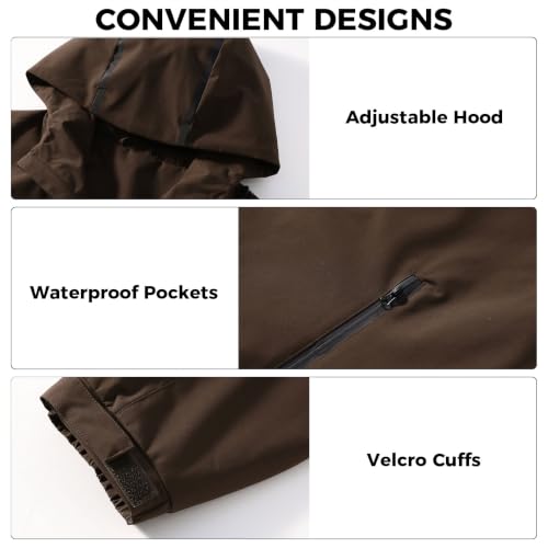 Mens Windbreaker Jackets Light Weight Rain Jacket Water Resistant (3X-Large / Dark Brown)