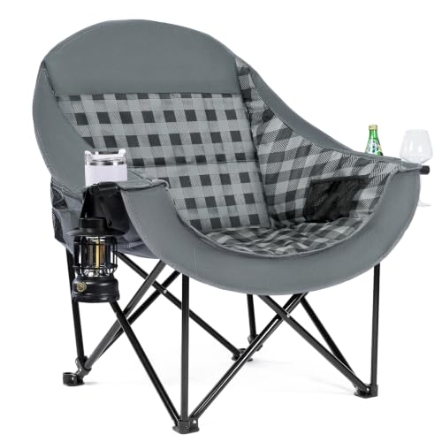 Oversized Camping Chair for Adults (Plaid)