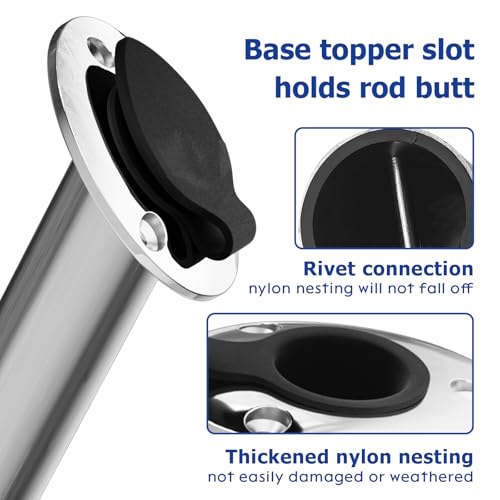 30 Degree Fishing Rod Holder 2 Pack (Stainless Steel - 30 Degree with Cap)