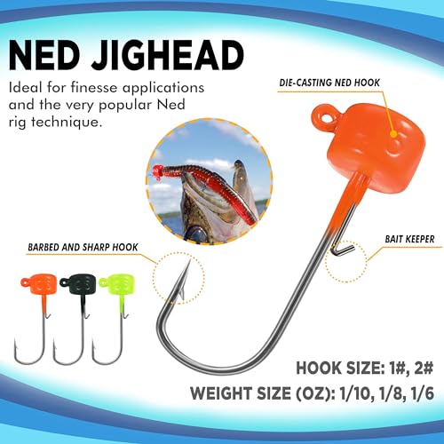 Ned Worms Bass Fishing Lure Kit (44PCS Stick Worms Ned Rig Kit)