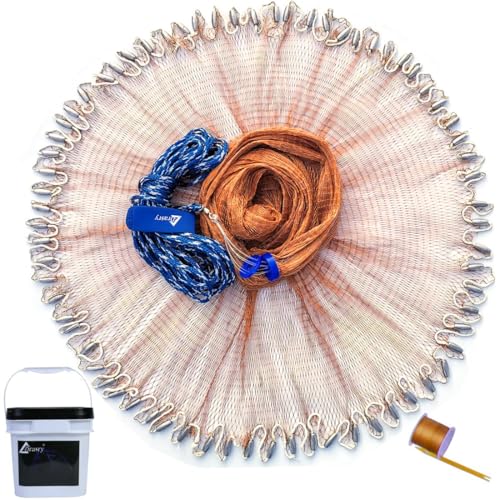 1 2 Saltwater Fishing Cast Net for Bait Trap with Lead Sinkers Fish Throw Net. Size 3ft (4FT (120cm) Radius / Lead Sinkers-0.5 in Mesh-tire Lines)