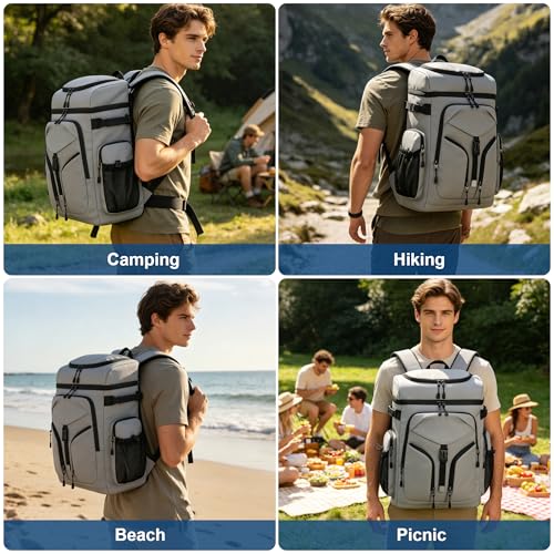 48 Can Large Insulated Cooler Backpack (Grey)