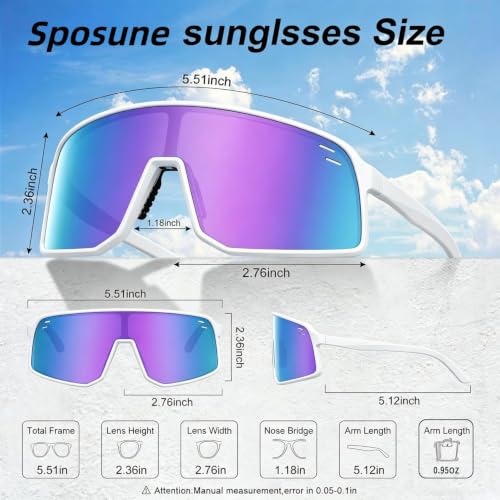 Sunglasses for Men Women (White &Purple Lens)